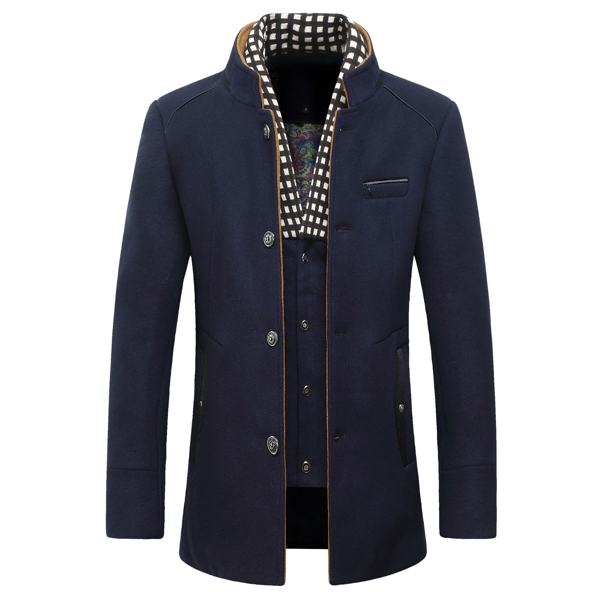 Wool Coat Peacoat - Moda erkek Yün ceket Klasik Kruvaze
