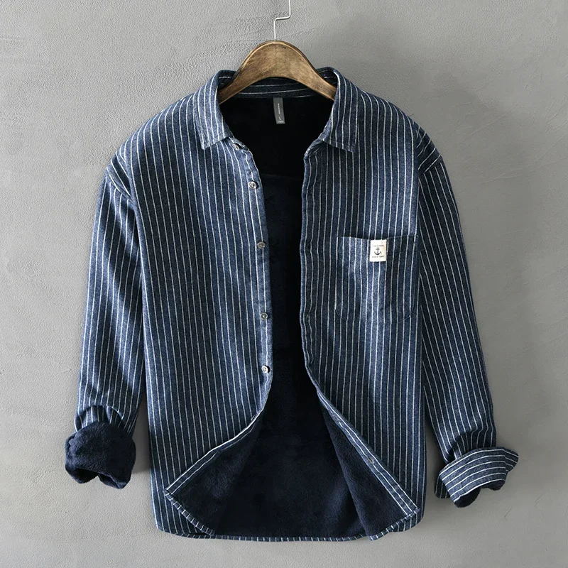 Flannel Shirt Lined - Erkekler Kış Moda Polar Astarlı Sıcak