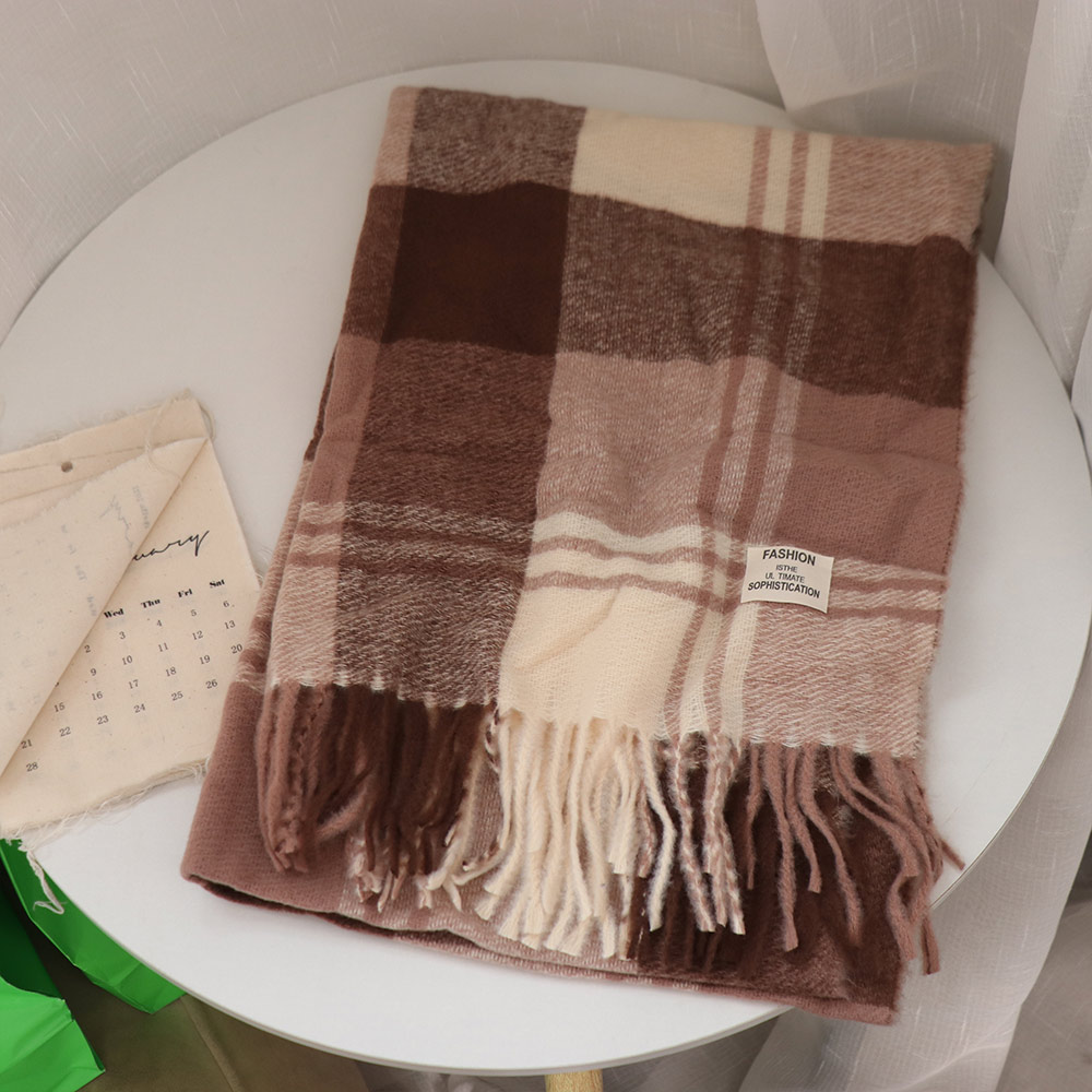Wool Scarf Men - Rahat rüzgar geçirmez ekose yün eşarp