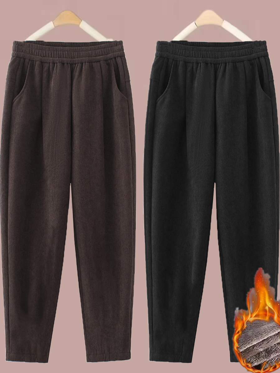 Corduroy Pant Warm - Kalınlaşmış Düz Bacak Pantolon kadın Kadife