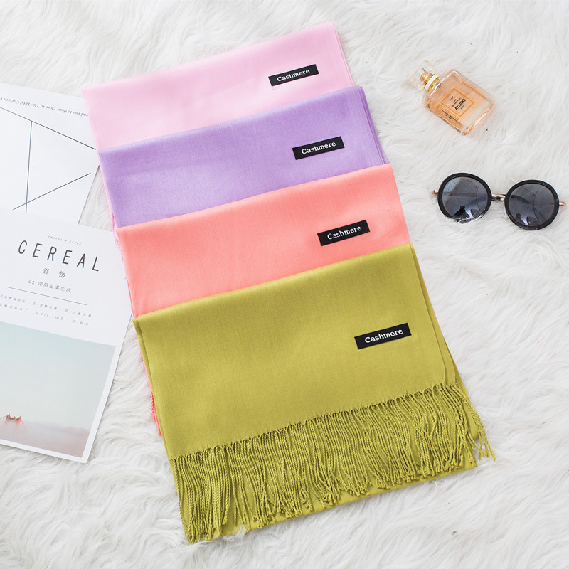 Cashmere Pashmina Wrap - Moda düz renk 2020 kadın eşarp
