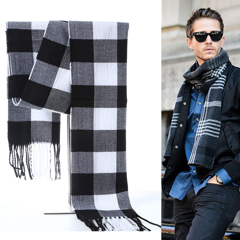 Wool Scarf Men - Kış erkekler eşarp ekose şerit şal