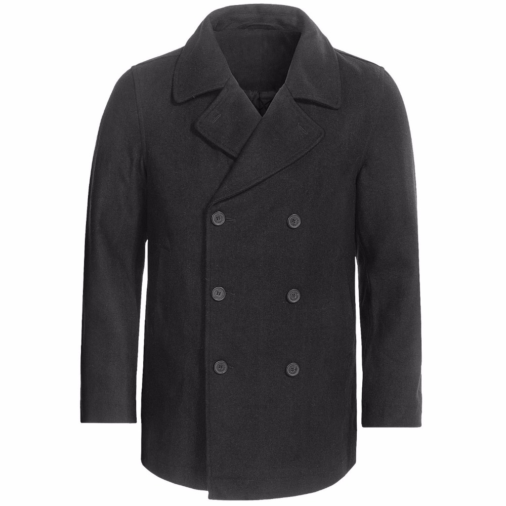 Wool Coat Peacoat - Özel Yapılmış Kömür gri Bezelye Ceket