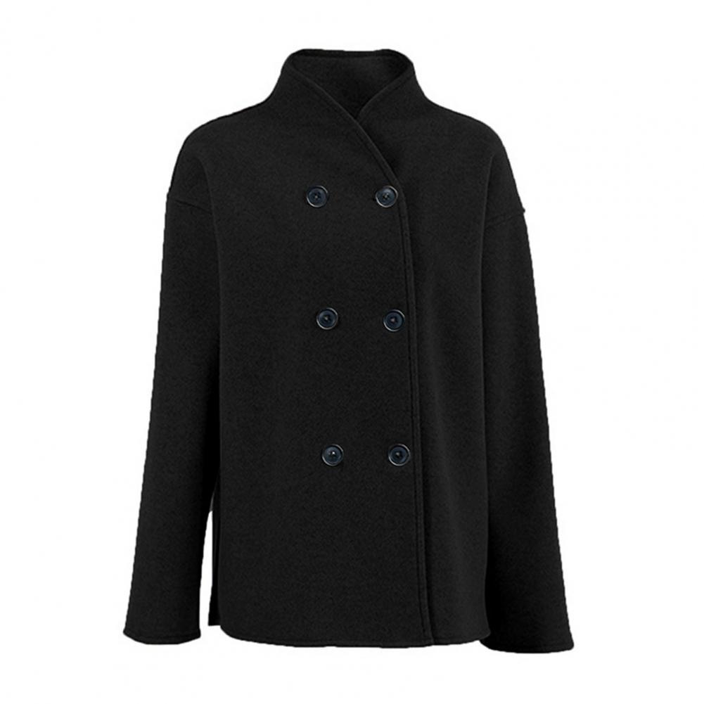 Wool Coat Peacoat - Kadın Kışlık Kırpılmış Yünlü Kaban Kruvaze
