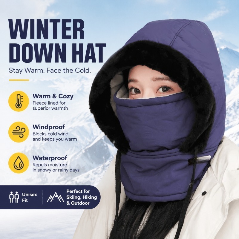 Neck Gaiter Fleece - Kışlık Sıcak Uşanka Şapkası, Polar Astarlı,