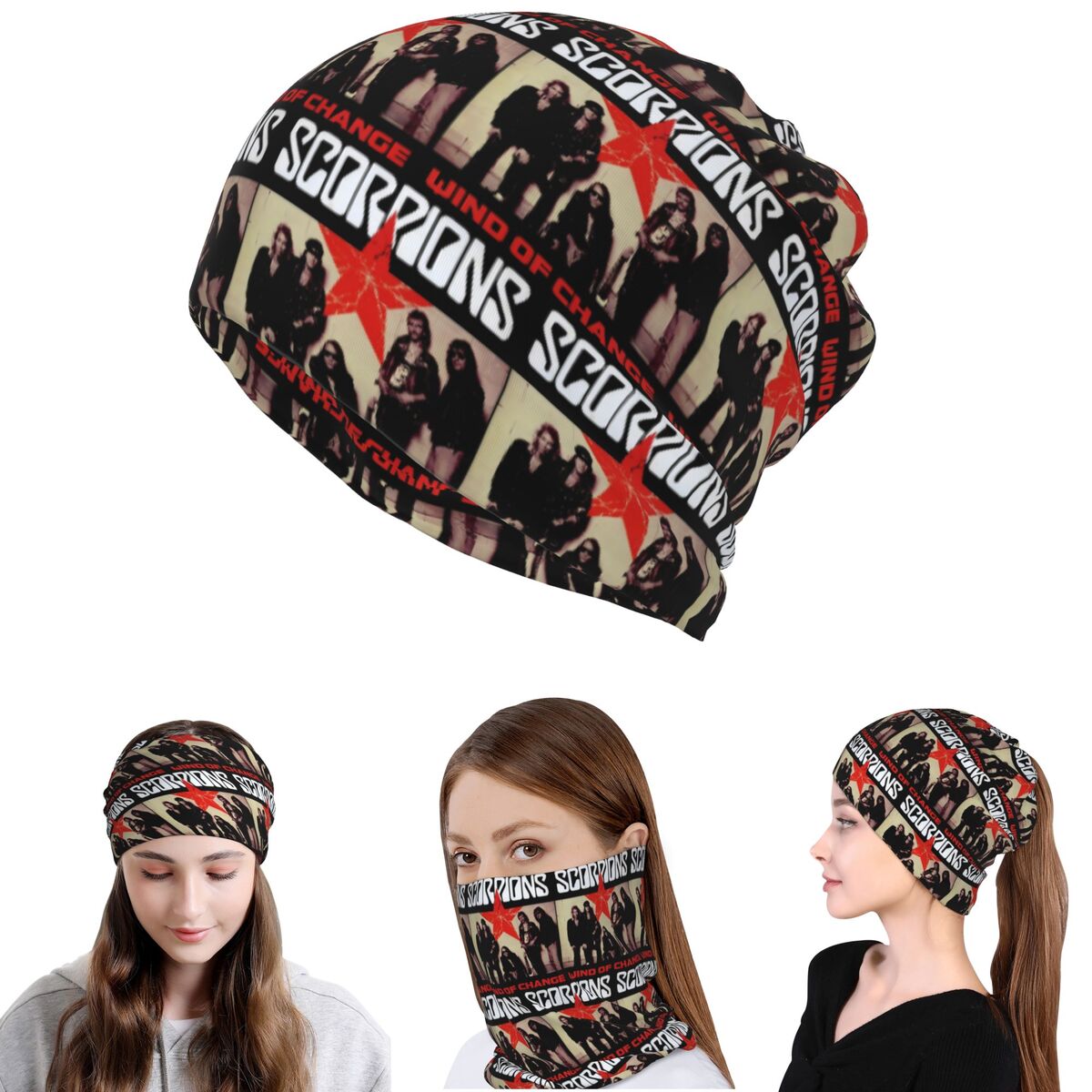 Knit Beanie Hat Warm - Scorpions Band Rock Bandana Boyun Örtüsü