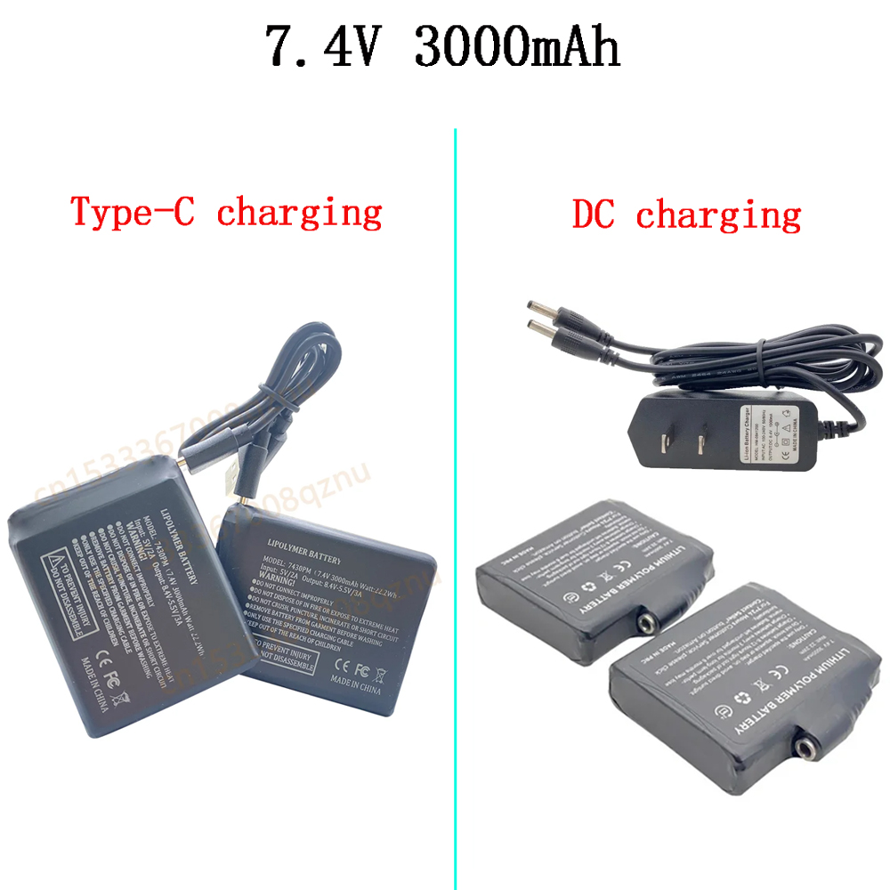 Heated Vest Battery - Isıtmalı Eldiven Pil 7.4V 3000mah Isıtma