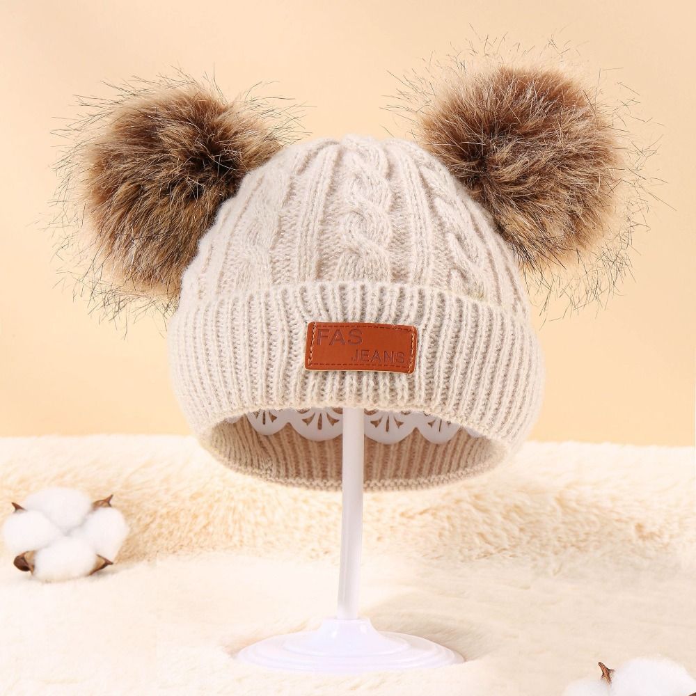 Knit Beanie Hat Warm - Düz Renk Bebek Şapka Eşarp Eldiven