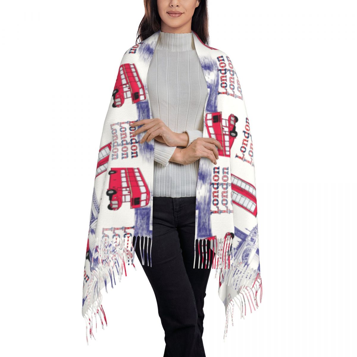 Londra İngiltere Manzaraları Ş - Shawl Wrap Winter incelemesi ve fiyatı