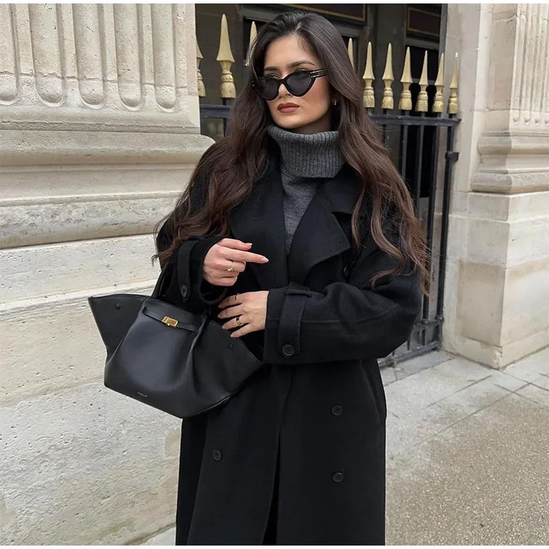 Şık Gri Kemerli Uzun Suni Yünl - Wool Coat Peacoat incelemesi ve fiyatı