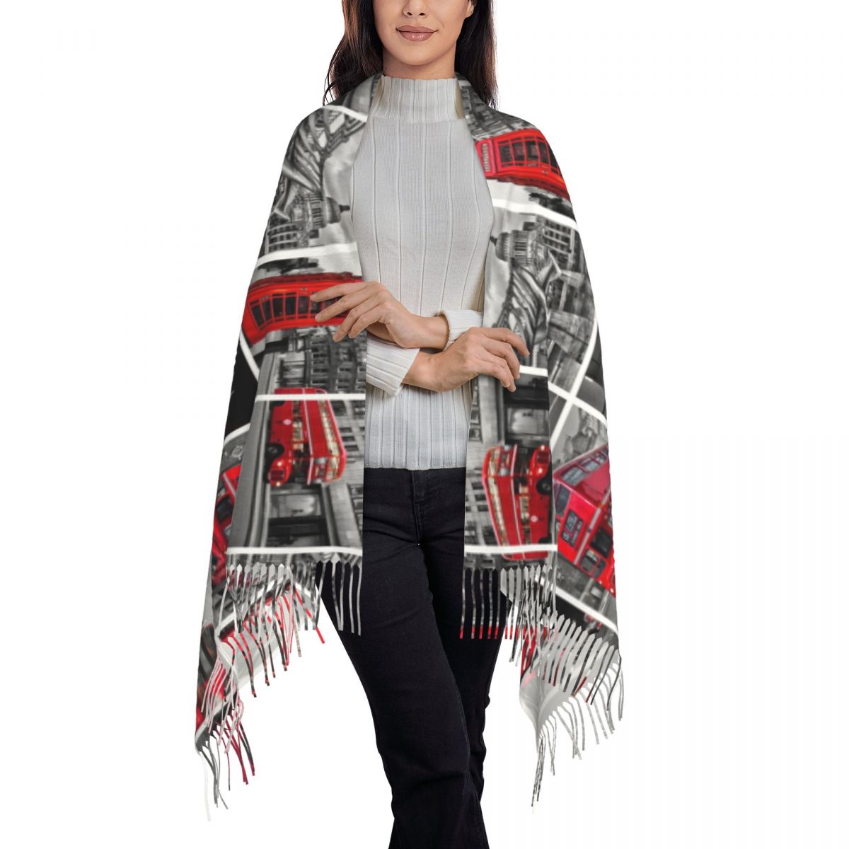Püsküllü Kadın Atkısı, İngiliz - Shawl Wrap Winter incelemesi ve fiyatı
