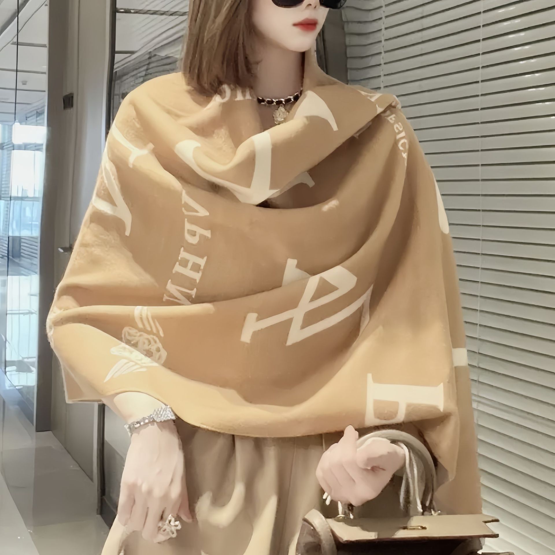 Lüks Kış Iki Taraflı Baskı Kaş - Cashmere Pashmina Wrap incelemesi ve fiyatı