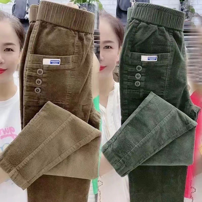 Kadınlar Sıcak Bahar Kış Düğme - Corduroy Pant Warm incelemesi ve fiyatı