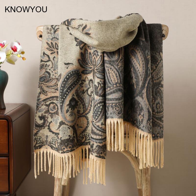 Çift Taraflı Jakarlı Sıcak Kaş - Cashmere Pashmina Wrap incelemesi ve fiyatı